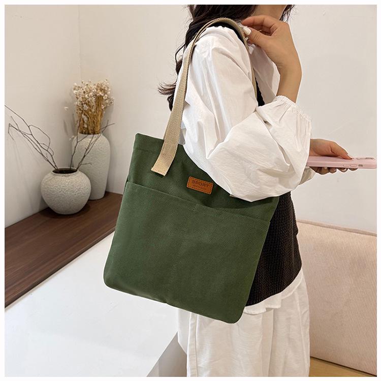 Large Capacity Fashionable Canvas Tote Bag - Versatile Single Shoulder Bag for Casual Commute