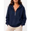 Women S Loose Fit Hooded Half Zip Pocket Casual Sweatshirt