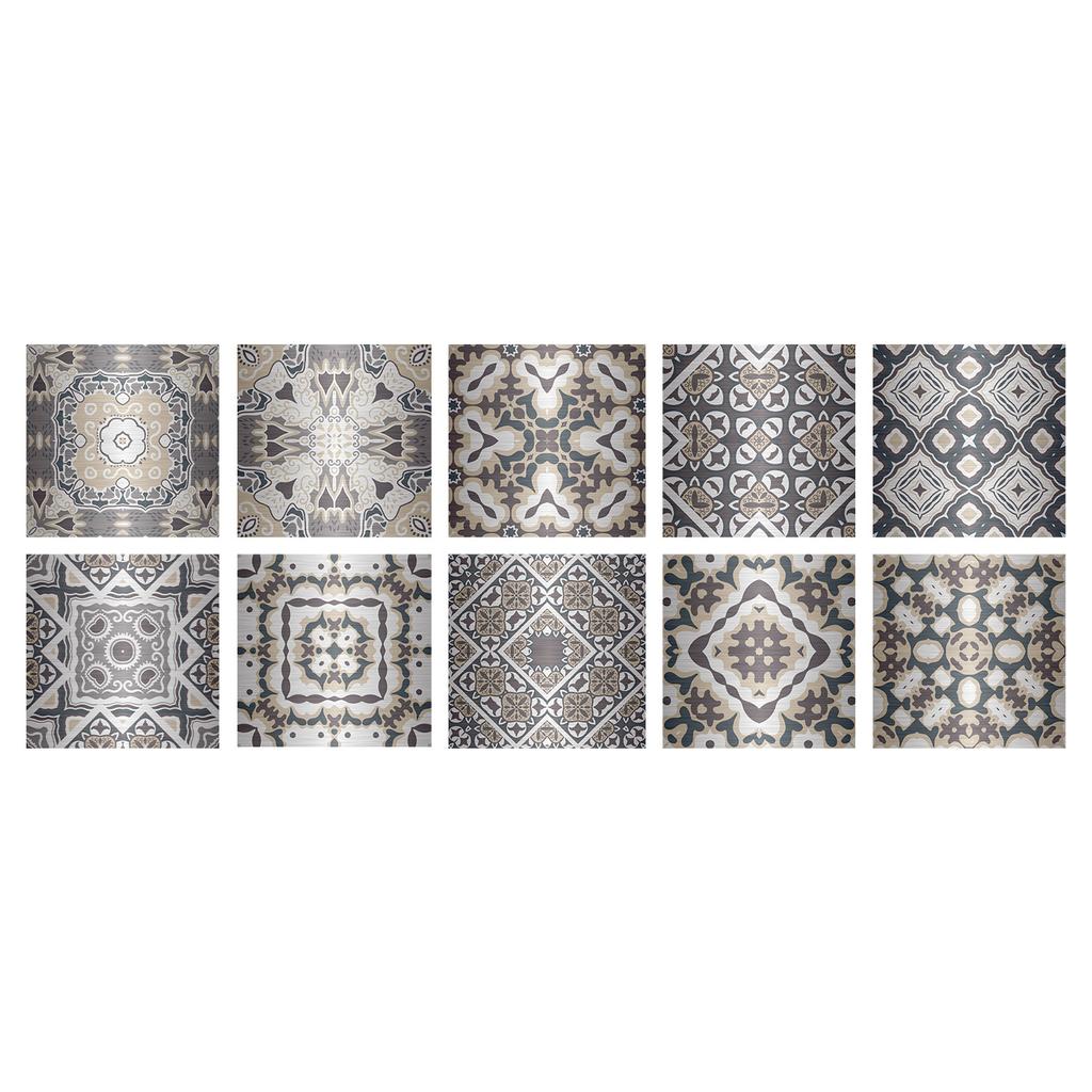 Brushed Silver Foil Tile Sticker Self-Adhesive Kitchen Wall Sticker Metal Texture Creative Tile Wallpaper Mosaic Wall Sticker