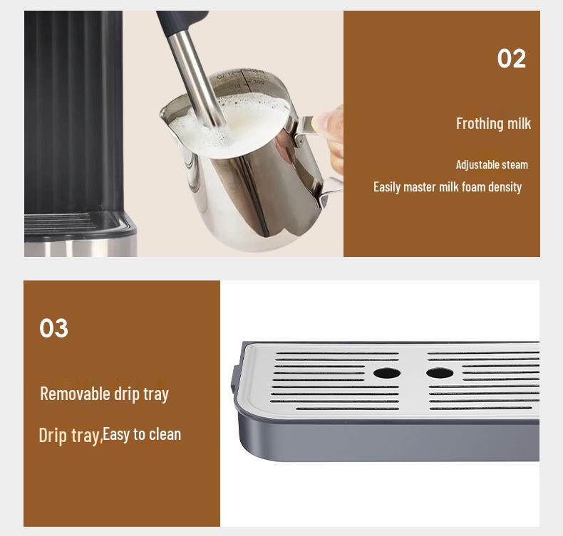 Italian Style Automatic Coffee Machine: High-Pressure Espresso & Milk Frothing All-in-One for Home.