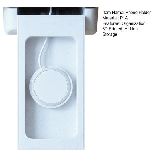 Phone Storage Box under Desk Holder, 3D Printed Hidden Smartphone Container for Concentration Helper Work Office Home Desk, Universal Flip Up