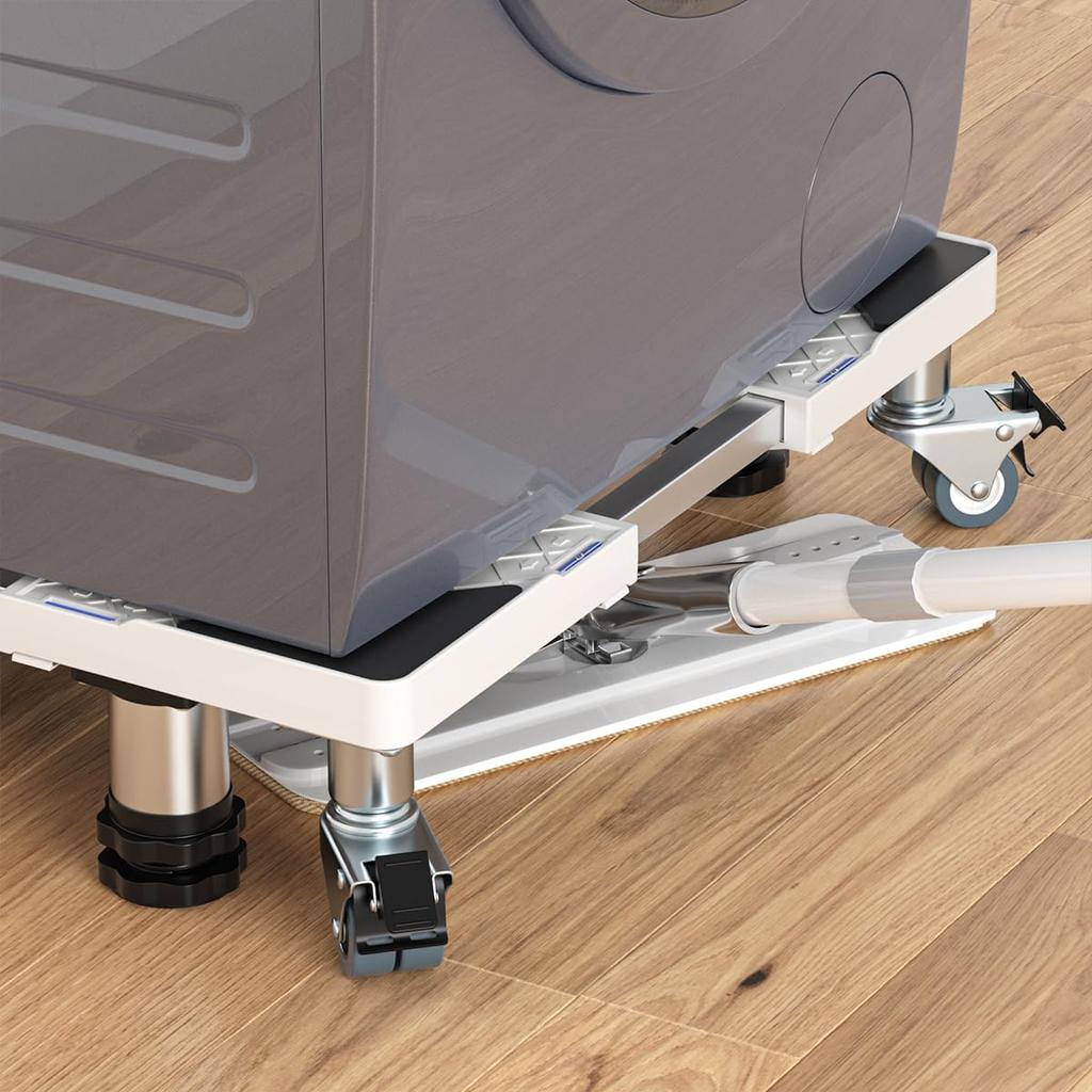 DEWEL Refrigerator Raised Washing Machine 8 4 Stainless Steel 8 Steel 360 Degree Waterproof Length Height Load Capacity Washing Pan with Pad Stand,