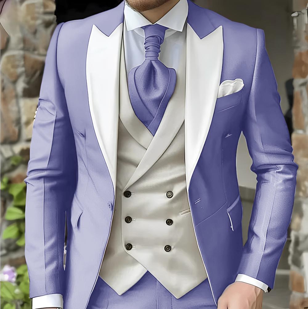 

Men s Suit with Peak Lapel for Wedding Fashion Suits Tailored Three-piece Suit Pointed Collar 3 Pieces Blazer Vest and Pants Set XXXL