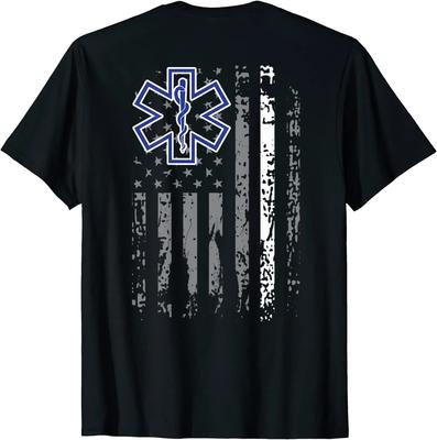 Thin White Line American Flag EMS EMT Star of Life Paramedic TShirt Summer Cotton ONeck Short Sleeve Mens T Shirt New S3XL