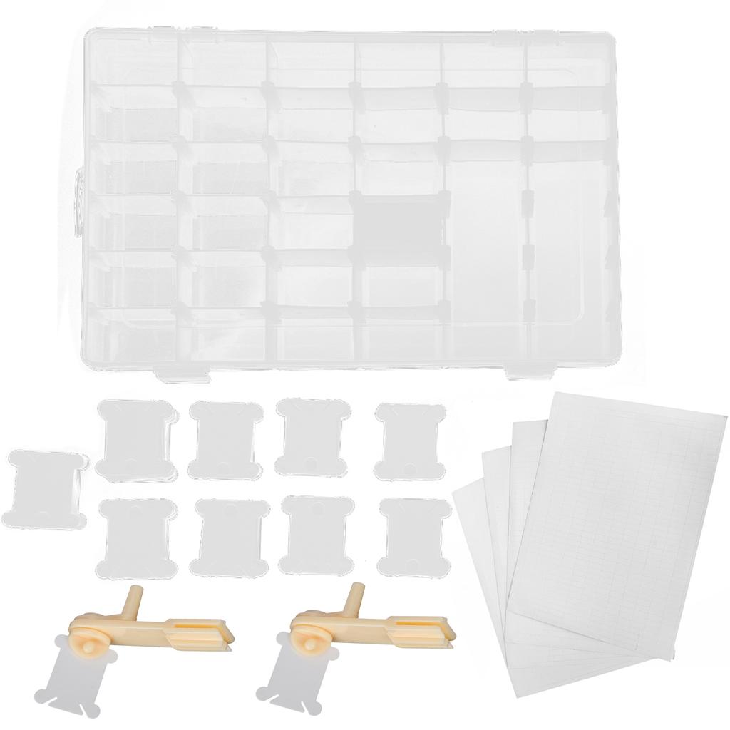 Embroidery Floss Organizer Box Milk White Cross Stitch Plastic Bobbins Manual Winding Machine