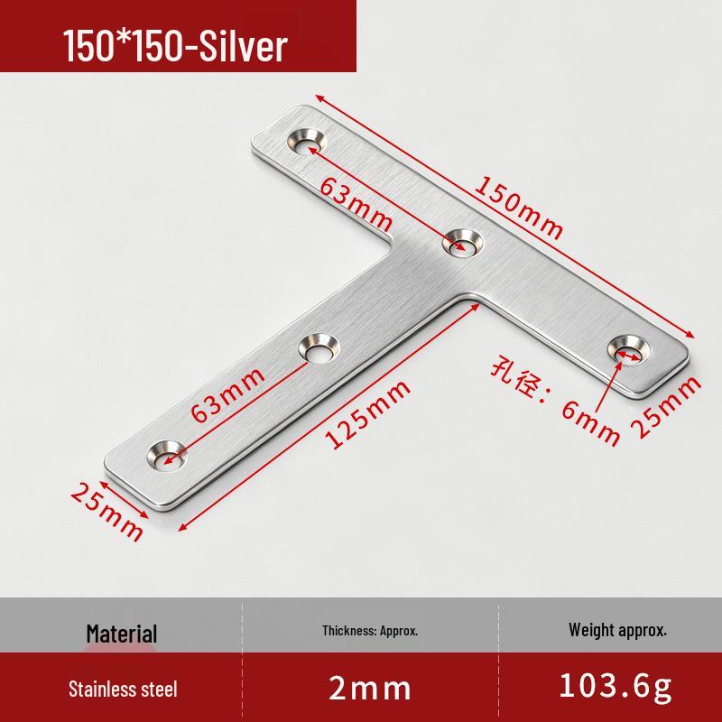 Reinforced 90° Stainless Steel L/T Bracket for Wooden Doors