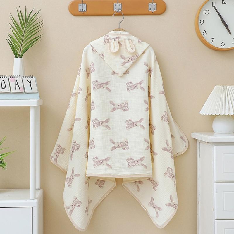 Infant Hooded Towel Gauze-Cotton Breathable Bathrobe Print Summer Sun-proof Cloak Bath Towel Gender Neutral Soft Towel