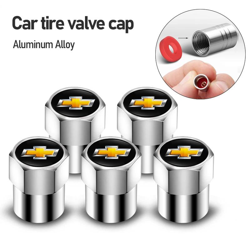 4Pcs Car Badge Wheel Tire Valve Air Stem Cap Duust Covers For Chevrolet Tracker Trax Aveo Impala Spark Tahoe Epica Nubira Malibu