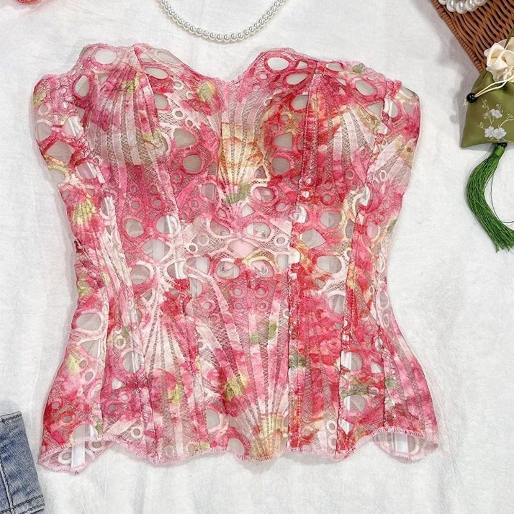 Hollow Flower Lace Fishbone Shapewear Slim Fit Lace-up Corset Underwear for Women  Women