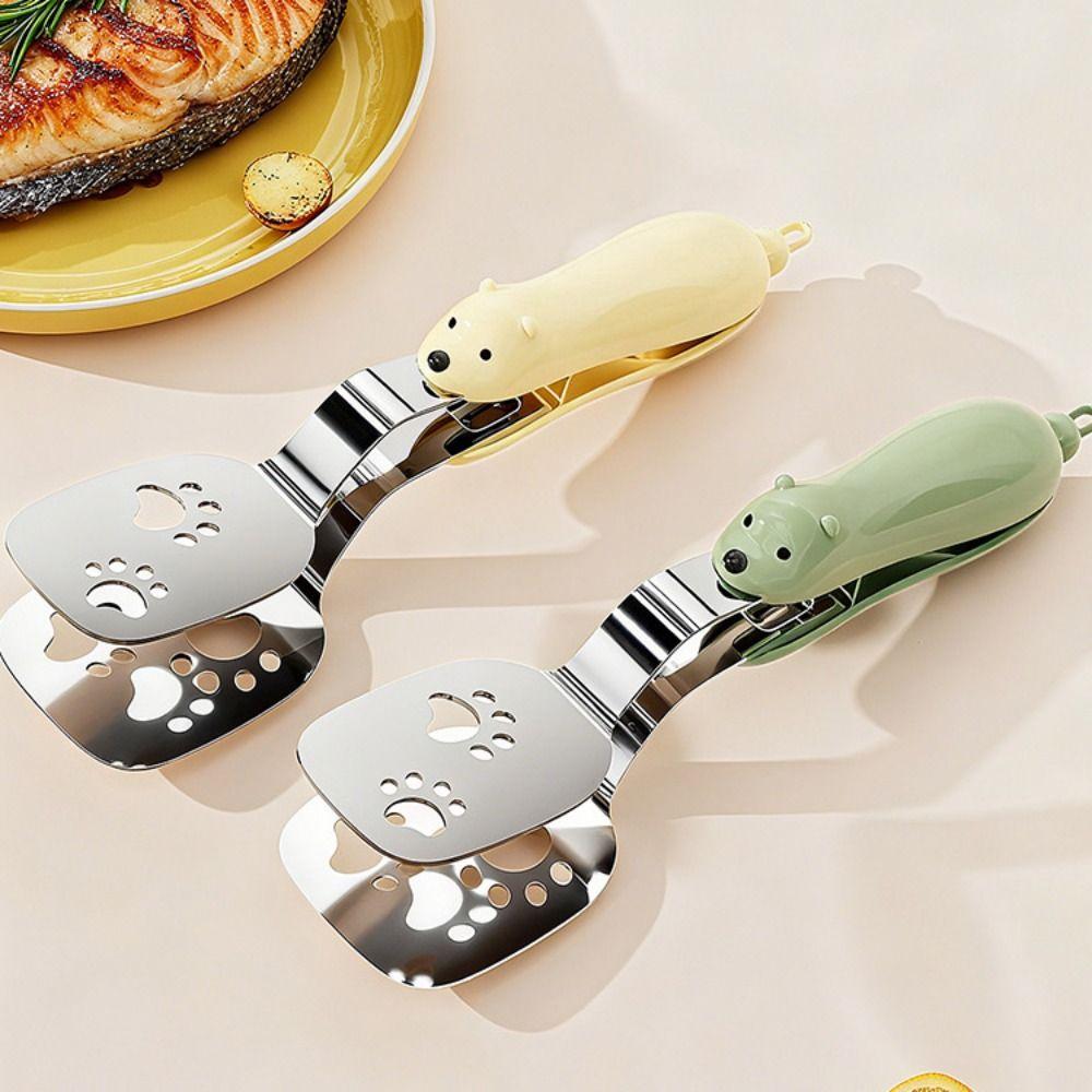 Anti-scald Steak Spatula Tongs 2in1 Steak Flipping Clip Pancake Barbecue Spatula  Cooking Tools