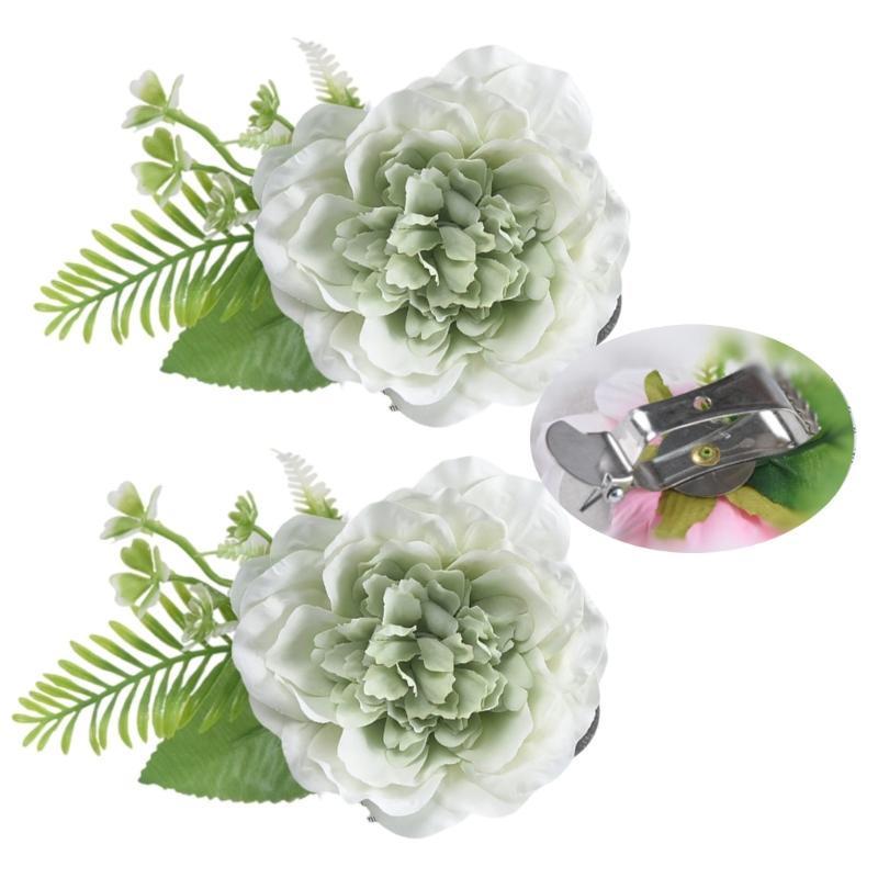 Contemporary Artificial Flower Curtain Fastening Clips Set of 2 Decorative Window Drapery Holders Tieback Straps Buckles