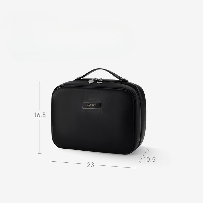 

NewPU Makeup Bag with Large Capacity Portable Multi functional Travel Layered Handheld Makeup Storage Bag Waterproof make up bag чёрный