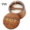 Reusable Wooden Seasoning Box Wood Salt Container with Swivel Magnetic Lid, Built-in Spoon Natural Pepper Cellar Jar, Moisture Proof Spice for Kitchen