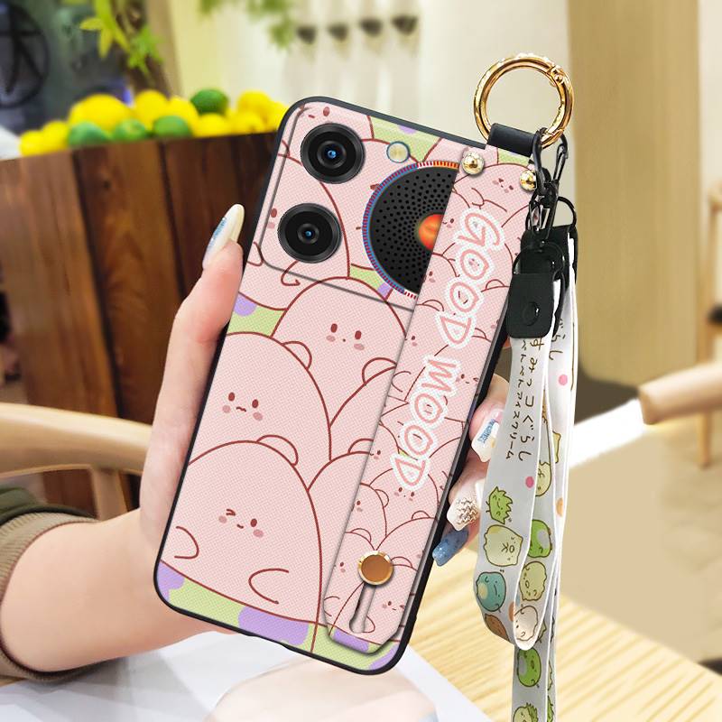 Silicone Wrist Strap Phone Case For ZTE Nubia Music Lanyard Durable Wristband Soft Case Ring Anti-knock Cartoon Cute