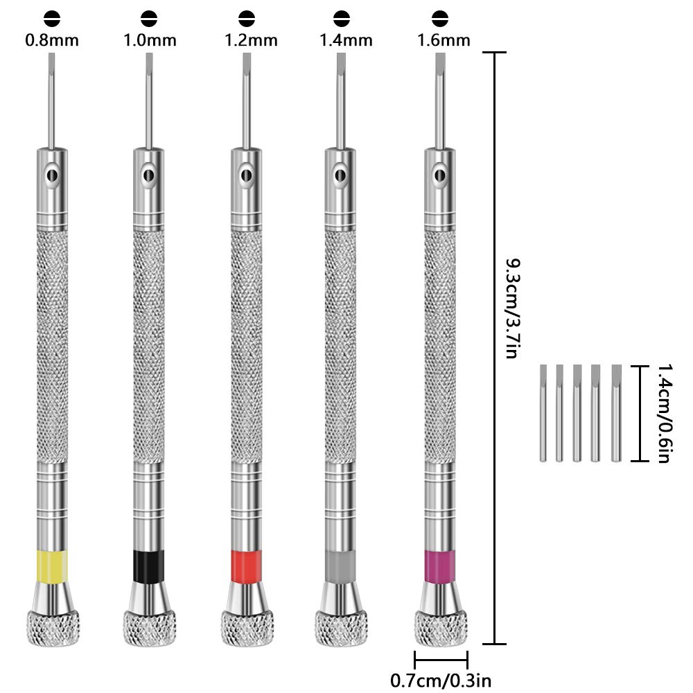 Epuda Store Precision Flathead Watch Tool Set for Battery Strap Watch and Glasses Repair Screwdriver, Kit, 5-Piece Change, Adjustment,