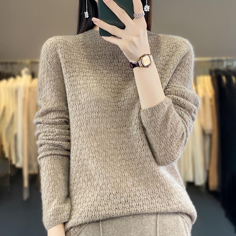 Women's Cashmere Sweater Qinghe Cashmere 30% Cashmere 70% Wool Women's Autumn and Winter Cashmere Pullover Soft and Warm