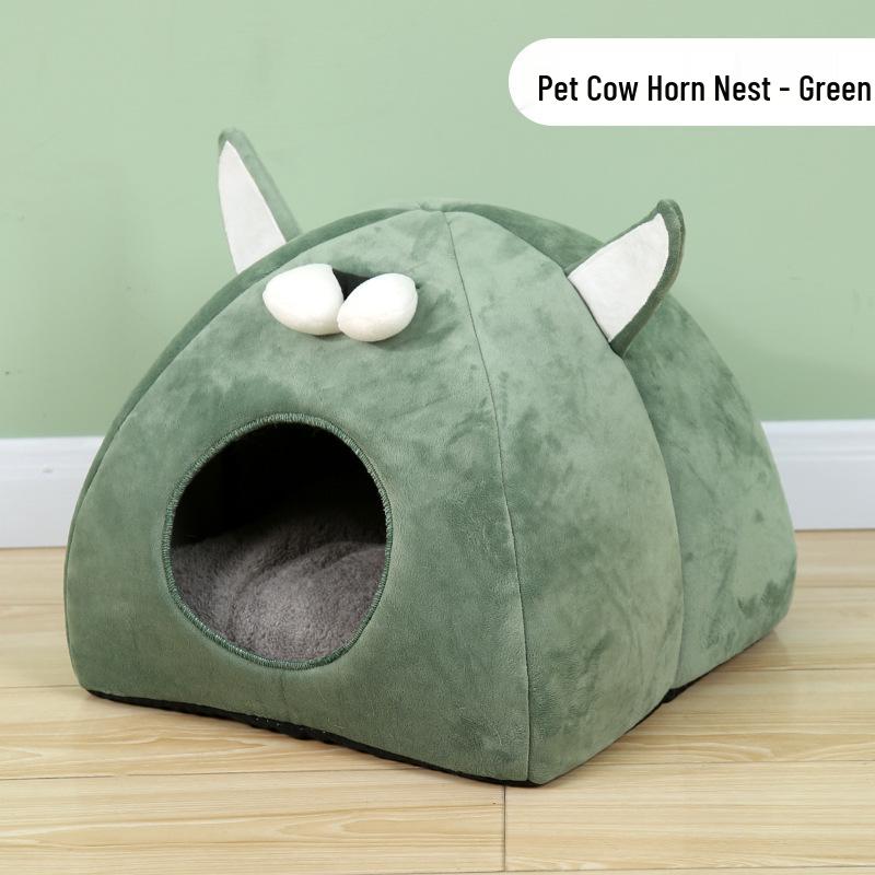 

Затишне зимове ліжко-іглу з бантиком для котів та собак для комфорту та безпеки