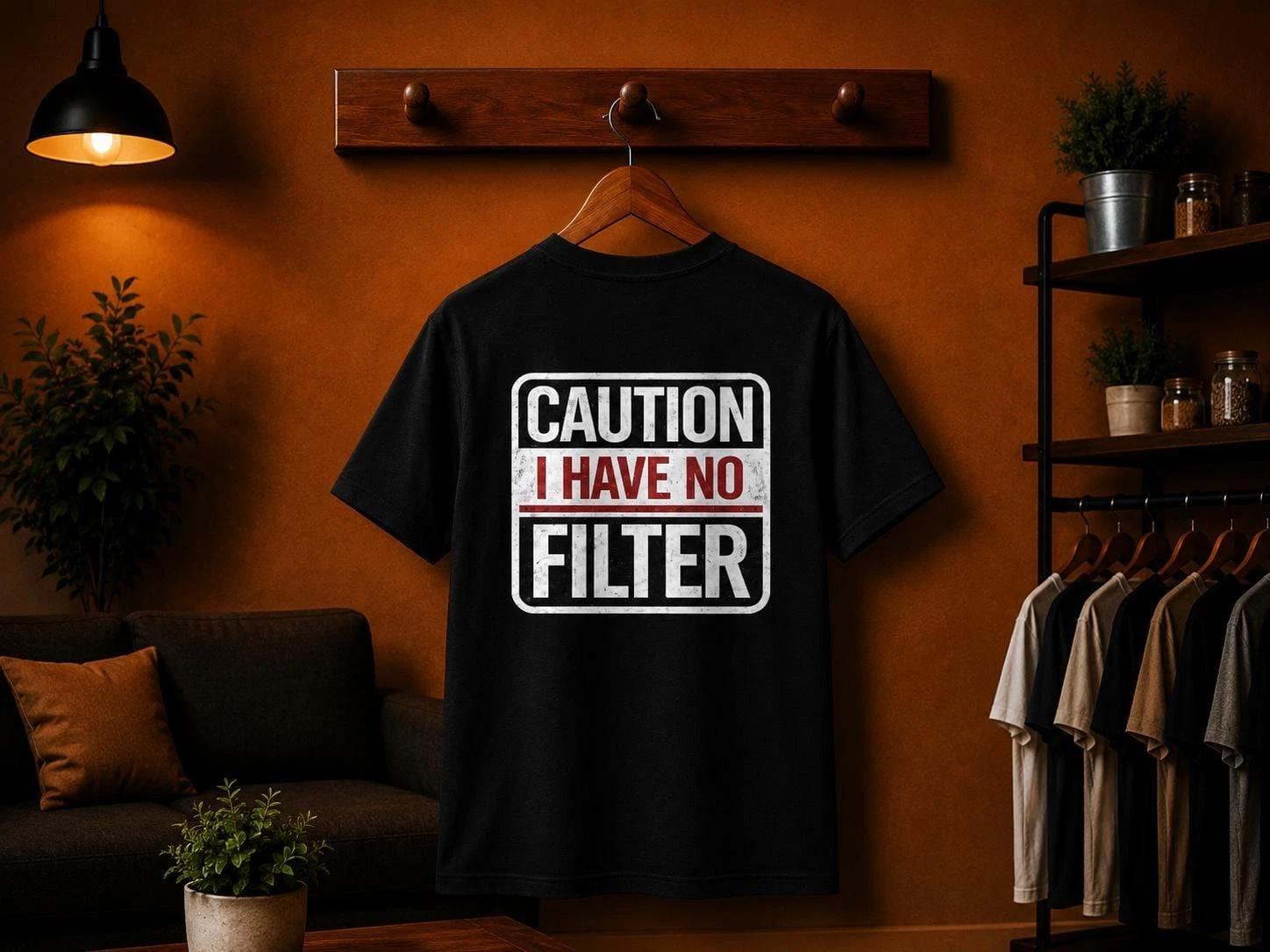 NO Filter Parody T-shirt | Funny Graphic T-Shirt | Offensive Joke Tee XL
