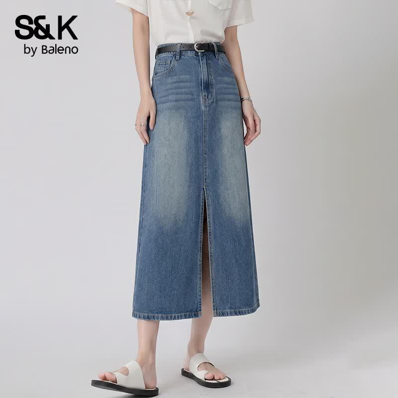 Baleno Women s High-Waist A-line Denim Skirt S