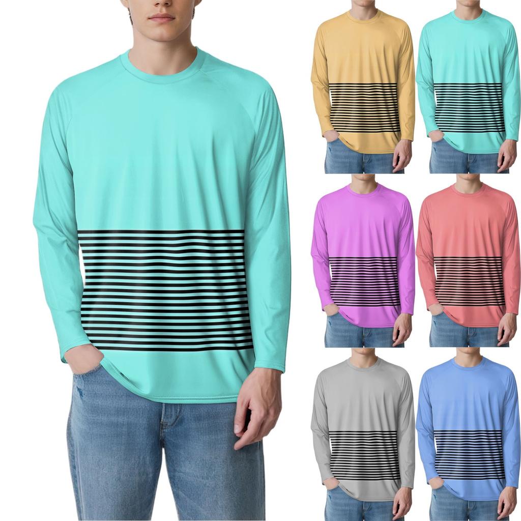 Men's Fashion Printed Raglan Long Sleeve Sports Top