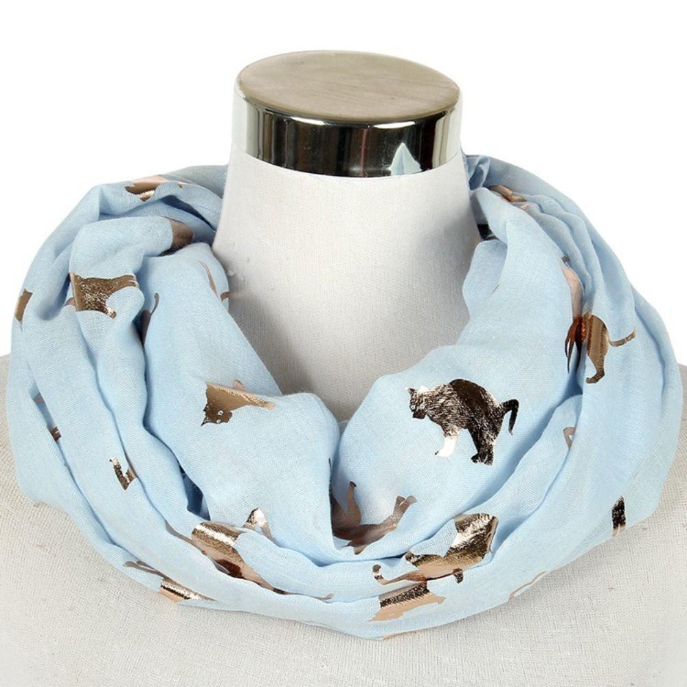 Polyester Cat Print Scarf Soft Shawl Wrap Creative Gift Animal Scarf