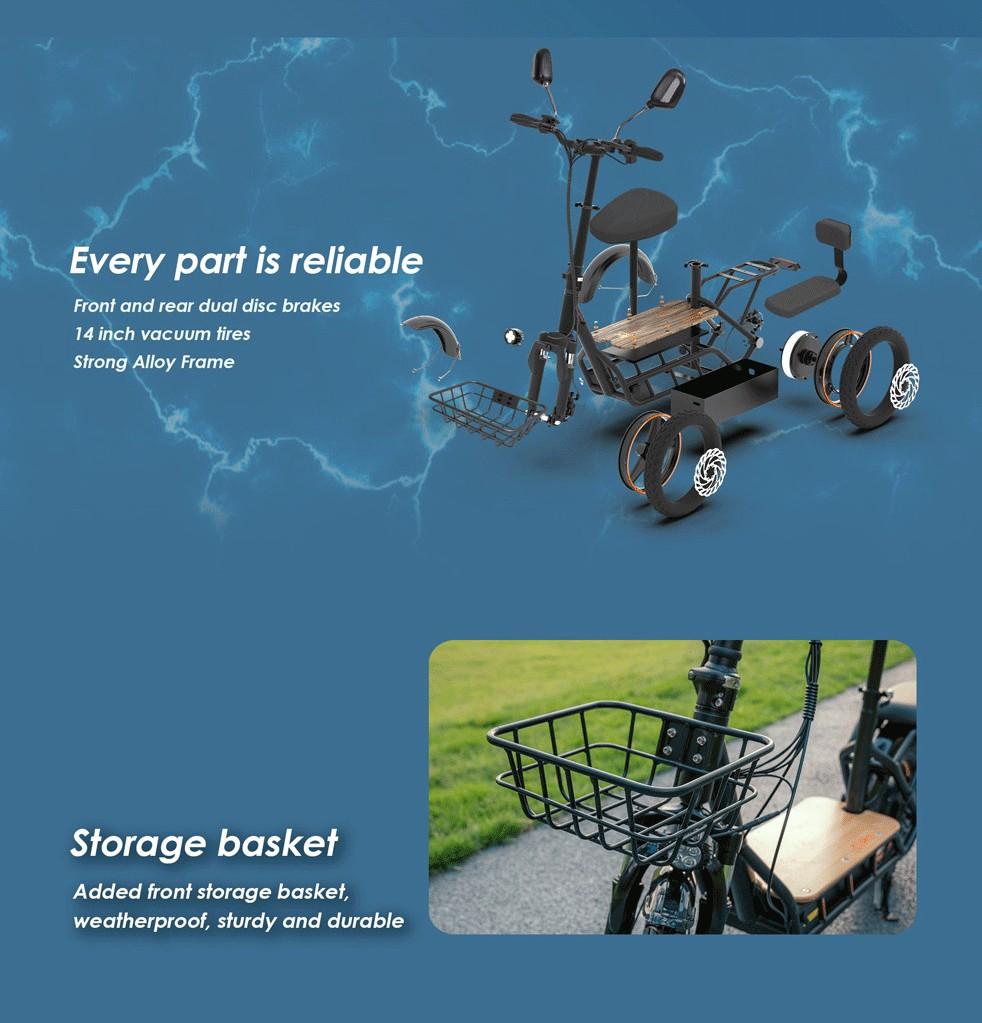 Electric Scooter Adult Kukirin C1 Pro 800W Motor Top Speed 45Km/h With Rear Sofa And Front Basket 48V 26AH Range 100Km Load 120Kg New