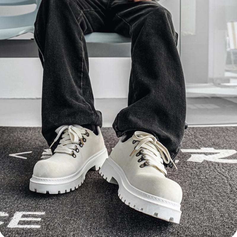 New Big Head Derby Men's Shoe Platform Height Increase Commuter Fashion Men's Small Leather Shoes Zapatillas Deportivas De Mujer
