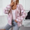 Loose Knitwear Cardigan Long Sleeve Vintage Print Top Sweater for Autumn Winter V Neck
