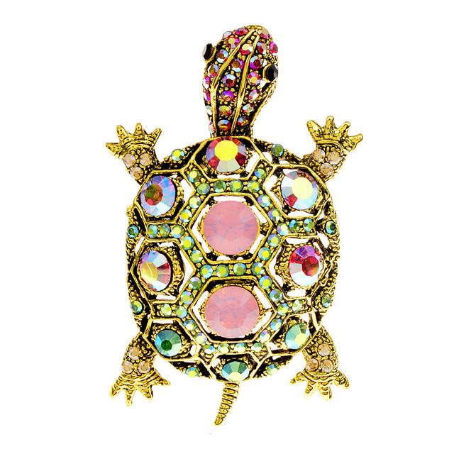New Rhinestone Beautiful Turtle Brooches For Women Fashion Vintage Animal Pin