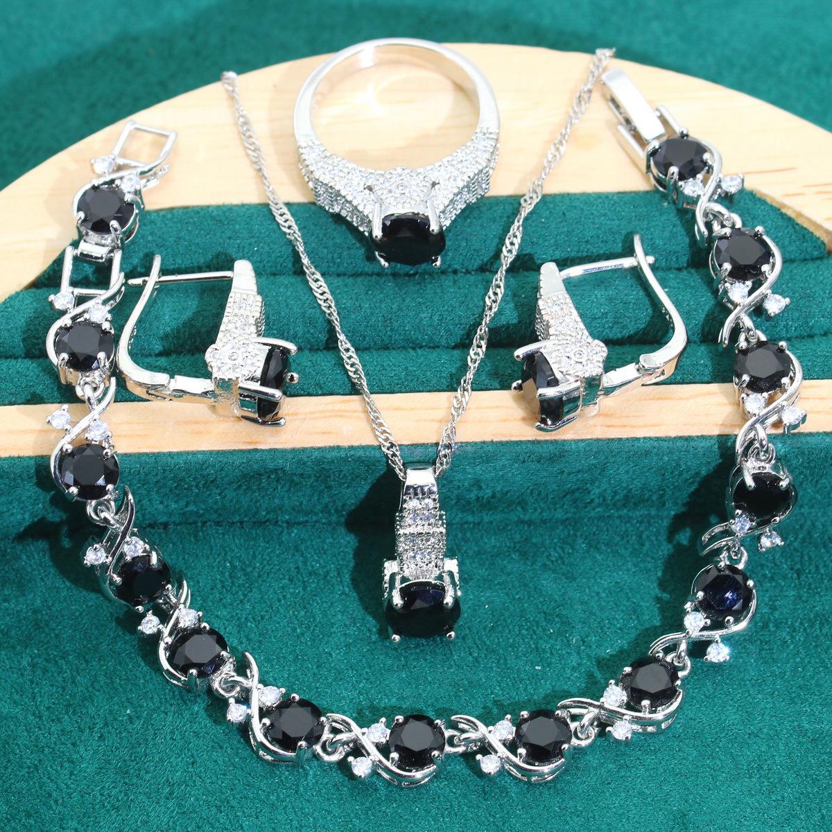 

Европа и Соединенные Штаты Изысканная популярная невеста Циркон ожерелье ожерелье браслет серьги кольцо 7 yards