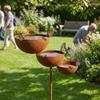 Raccogli Pioggia da Giardino Arrugginito Picchetti a Terra Beccuccio per Acqua Uccelli Bagnetto Uccelli Metallico a 3 Piani Cortile Esterno