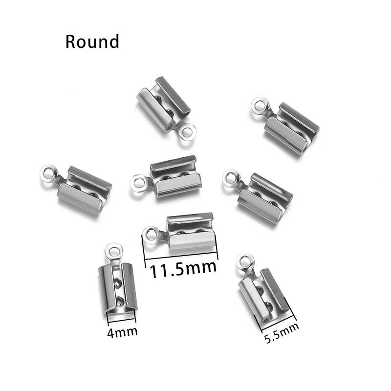 High Quality Stainless Steel Crimp End Beads Caps Leather Cord Clip Tip Fold Crimp Bead Bracelet Connectors For Jewelry Making