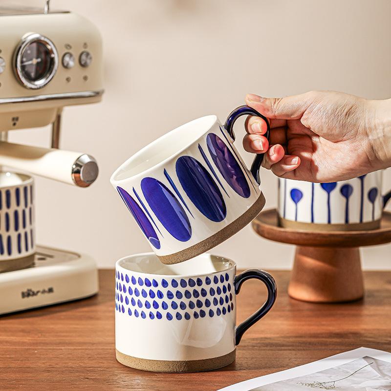 Hand-Painted Cup Retro With Handle Mug Personalized Water Cup Creative Gift Ceramic Cup Breakfast Coffee Souvenir