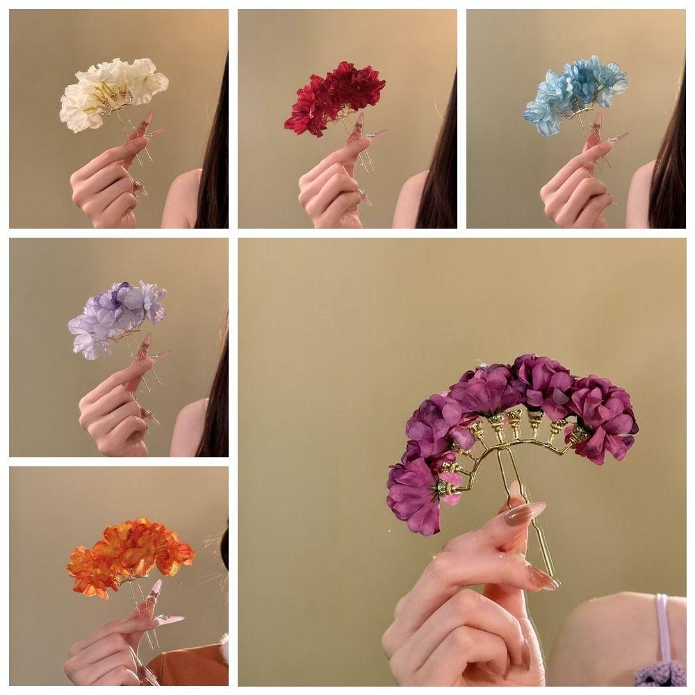 Sweet Flower Hair Stick Bohemian Bride Hair Accessories Chinese Style Side Clip  Bridesmaid