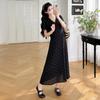 2026 Summer French V-Neck Short Sleeve Floral Maternity Dress