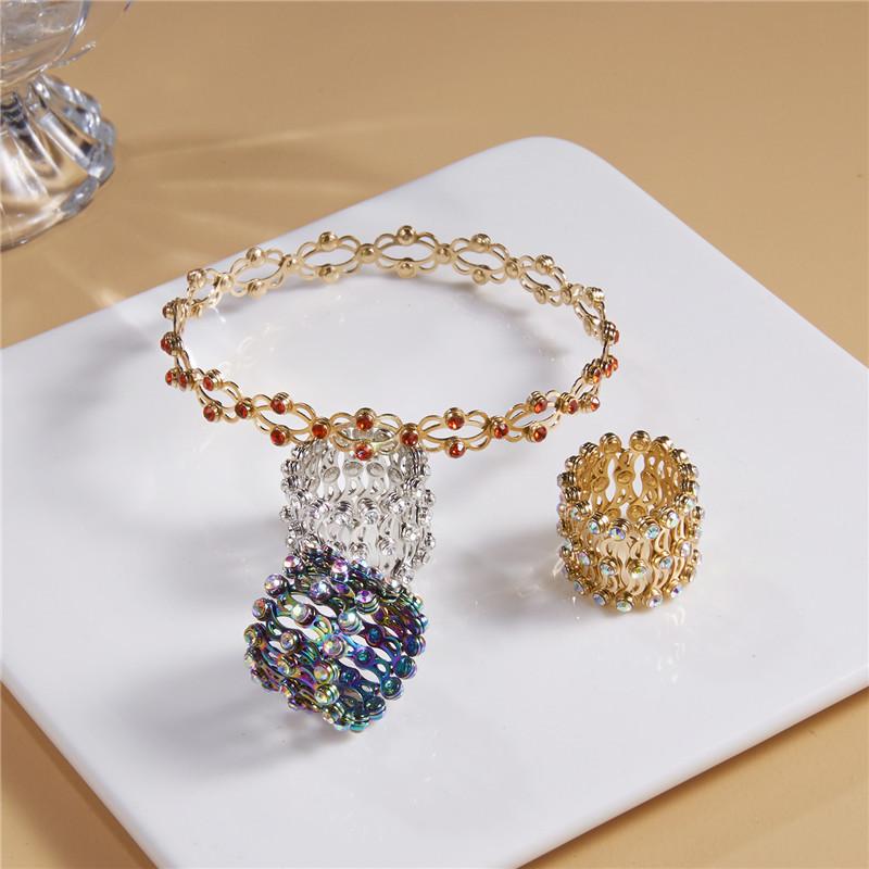 Heißer Magischer 2-in-1 Faltbarer Einziehbarer Armbandring Für Frauen Kreativer Dehnbarer Strassbesetzter Ring Armreif Schmuck