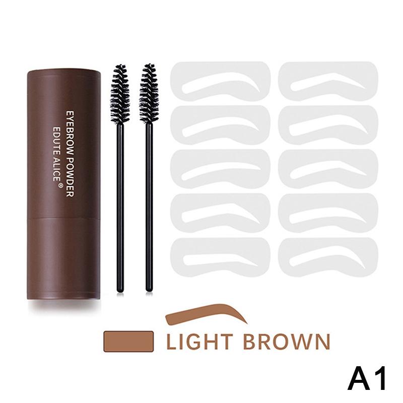 Eyebrow Stamp Kit Brow Powder Stamp Waterproof Makeup With 10 Reusable Eyebrow Stencils With 2 Brush Long Lasting For Gift