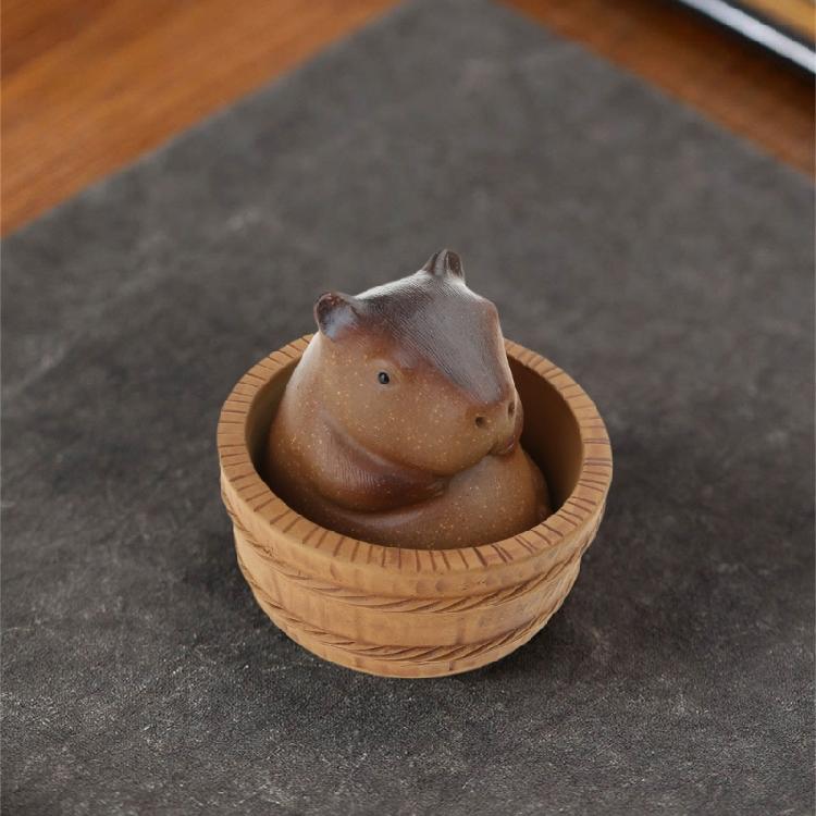 Cute Capybara Ornament Table Figure Distinctive Clay Capybara for Collector