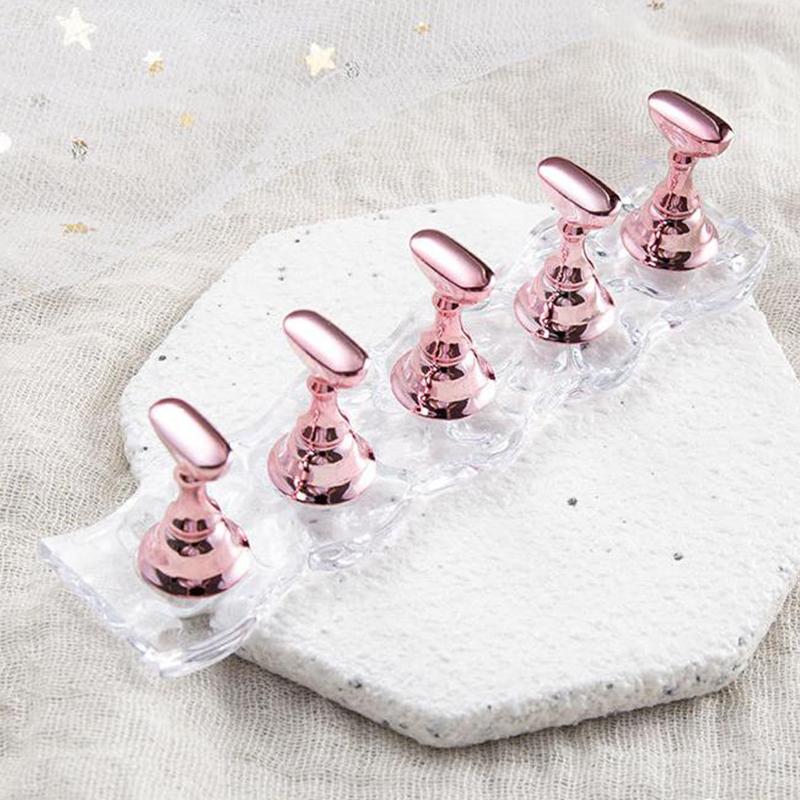 1 Set Magnetic Nail Holder False Nail Tip Practice Stand  Base Holder Nail Art Display For Art Salon Diy & Practice