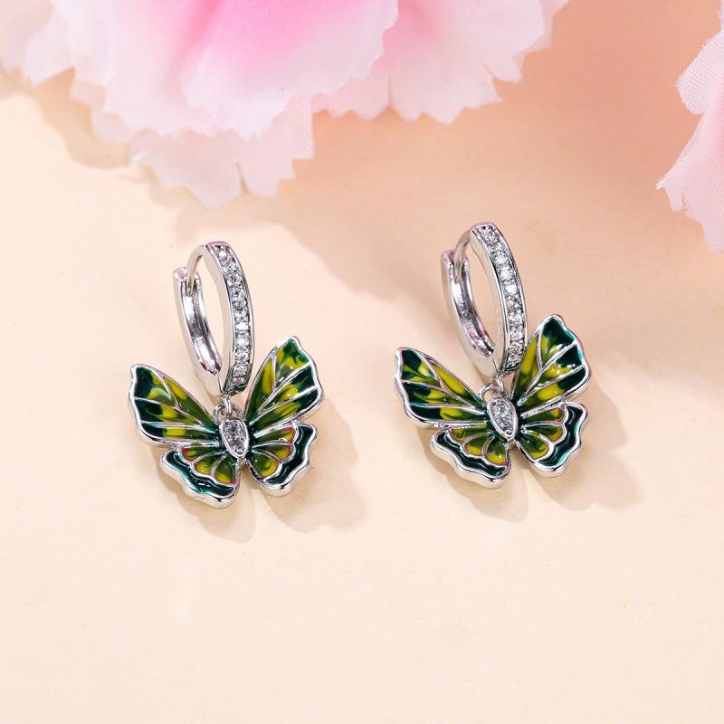 Creative Diamond Butterfly Ear Buckle Simple Earrings
