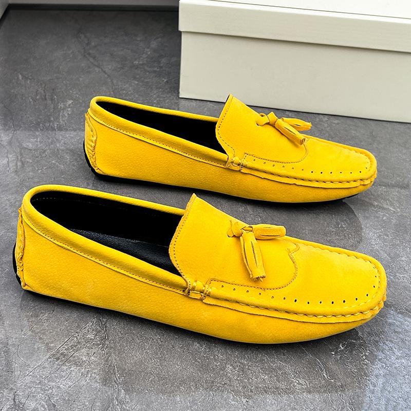 Blue Suede Men's Flat Shoes 2024 New Fashion Comfortable Casual Men's Casual Shoes Versatile Outdoor Driving Shoes Size38-48