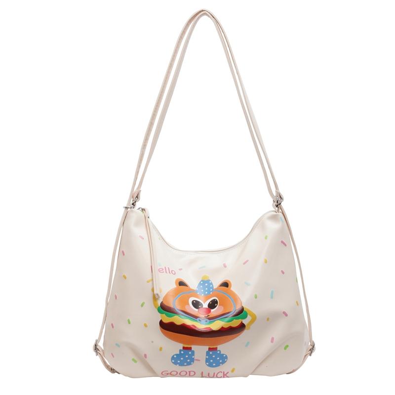 Women's Backpack Cartoon Print Shoulder Bag Large Capacity Commuter Multi-Function Crossbody Bag