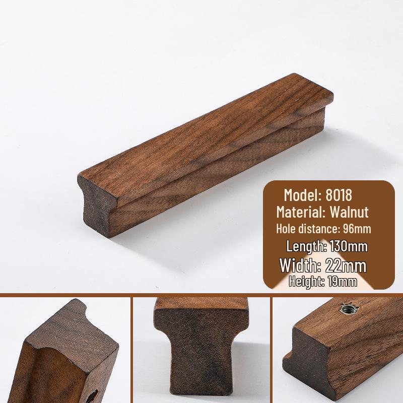Japanese Minimalist Walnut Handle Solid Wood Cabinet and Wardrobe Drawer Handle