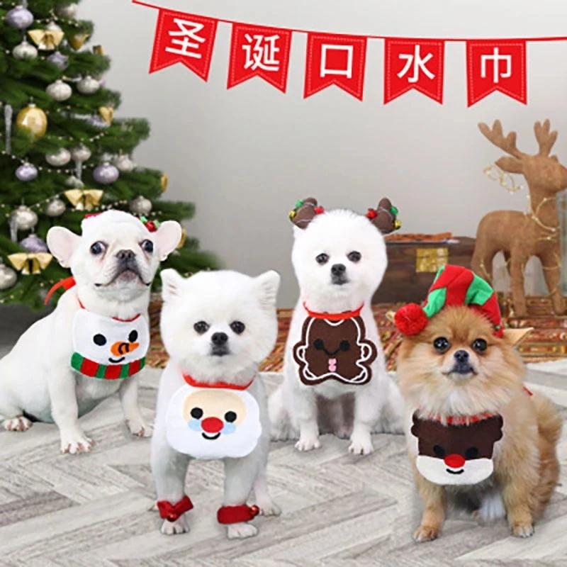 Christmas Dog Scarf Cute Adjustable Puppy Cat Dog Bandana/Bibs Halloween for Small Pets Dog Clothes Cat Clothes Accessories