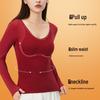 Women's Long-Sleeve Warm One-Piece Base Layer Shirt with Fixed Cup