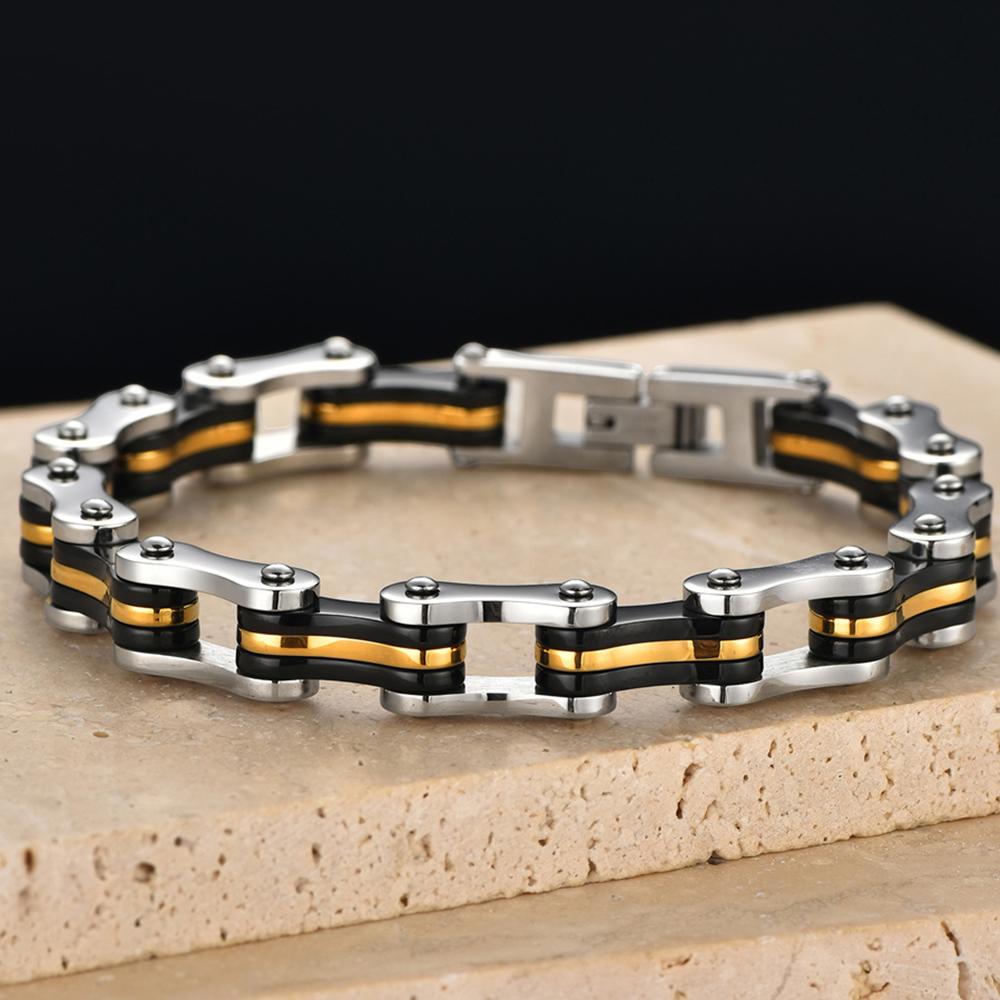 Punk Men's Biker Bracelet Motorcycle Style Chain 316l Stainless Steel Bracelets for Man Jewelry Accessory Birthday Gifts for Dad