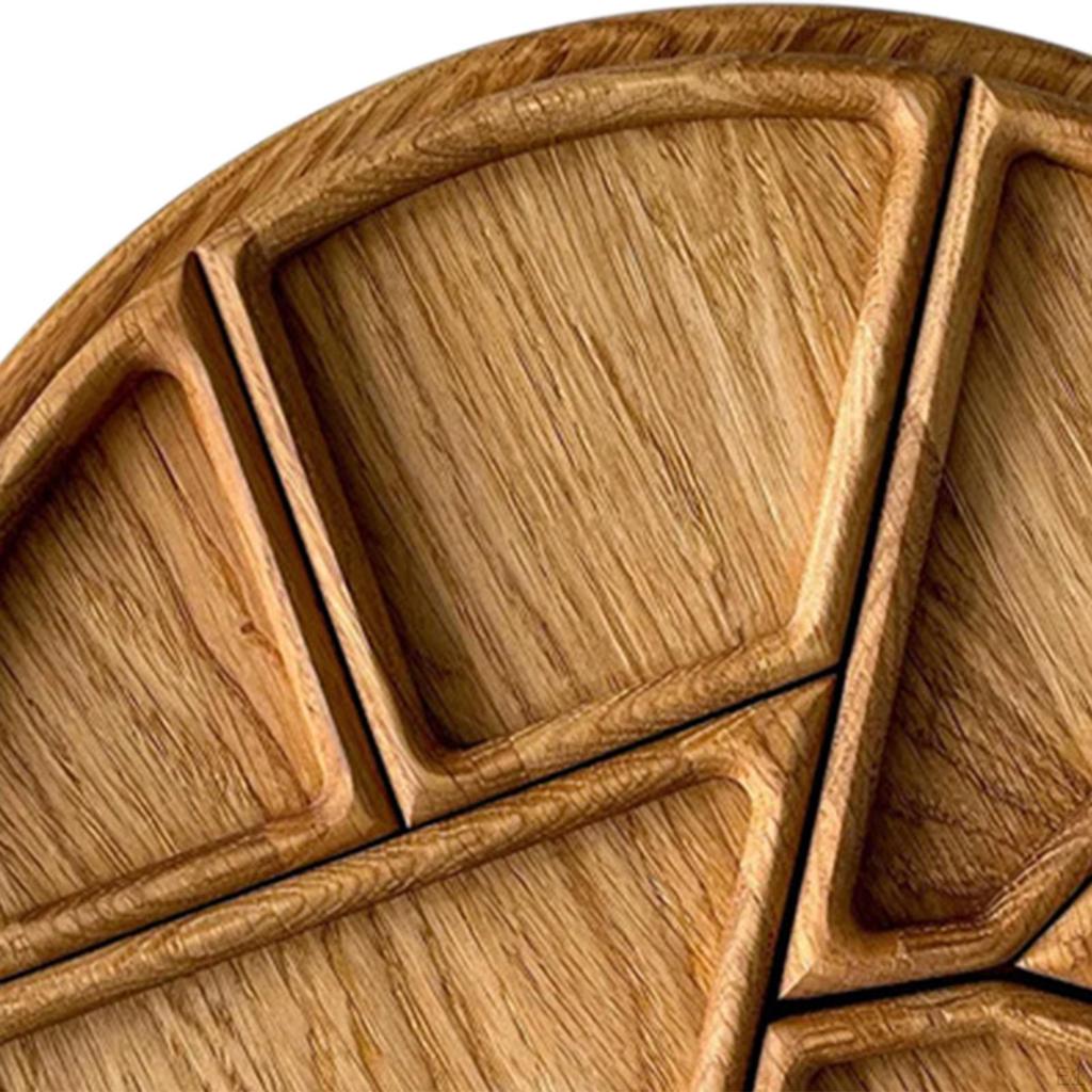 Wood Serving Tray Platter with Compartments,Chip Round for Party Appetizers Dessert