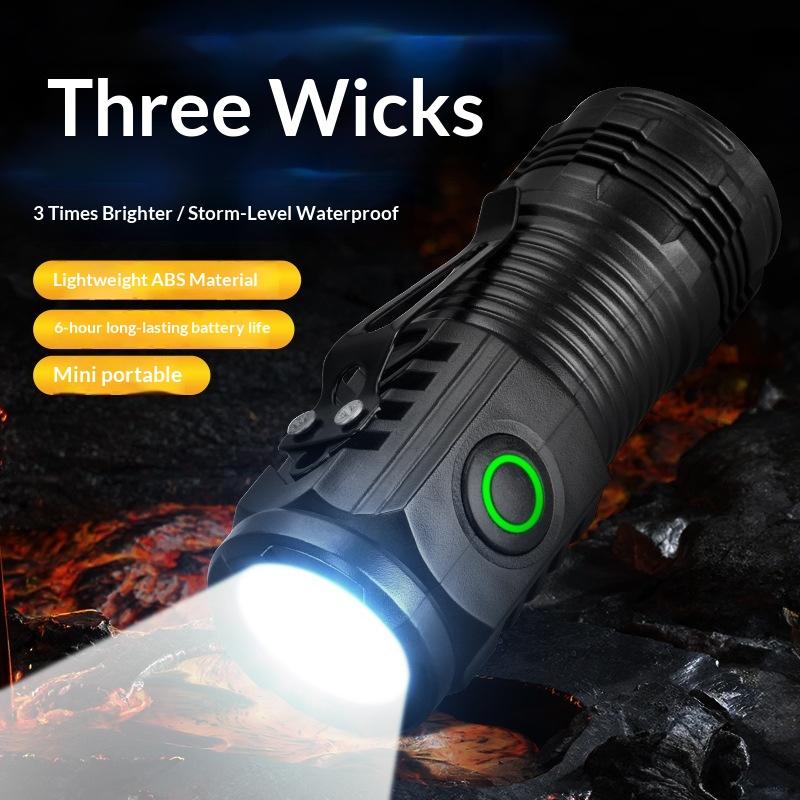 Portable Mini Led Flashlight 3Led Ultra Strong Light Flash Light Usb Rechargeable Built-In Battery With Pen Clip