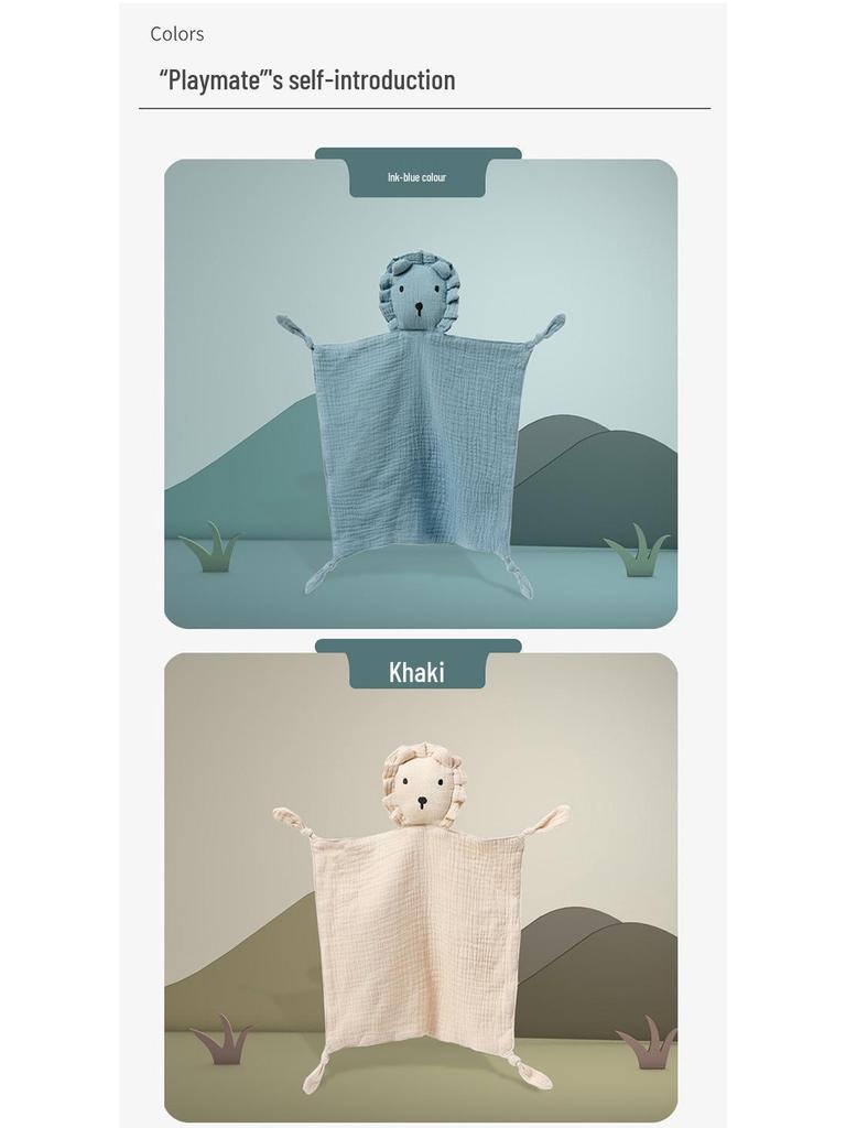 Cross-Border Baby Muslin Lion Comfort Blanket: Pure Cotton Sleep Companion Toy