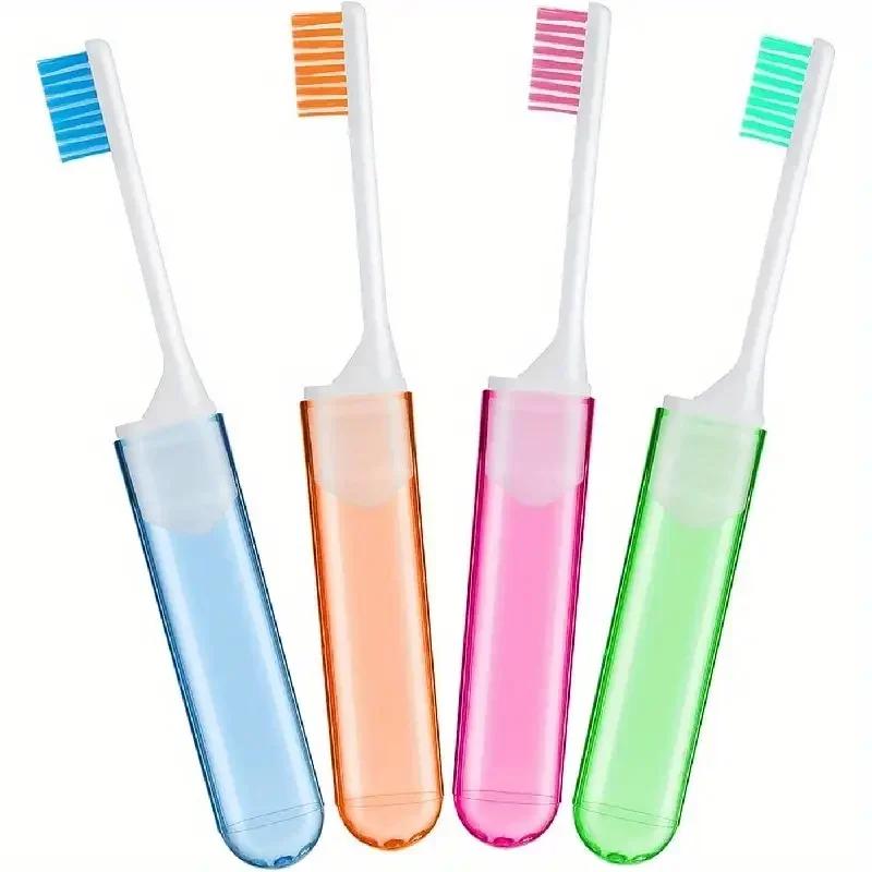 1/4 STÜCKE Mini Reisezahnbürste Faltbar Tragbar Kleine Zahnbürste Faltbare Reise-Erwachsenenzahnbürste in Transparenten Bonbonfarben